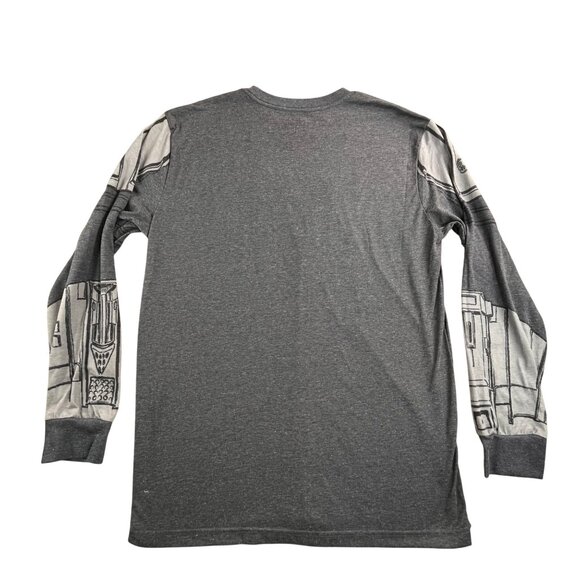 Star Wars Mandalorian Shirt Men Large Gray Baby Yoda Mad Engine Long Sleeve AOP - Picture 2 of 7